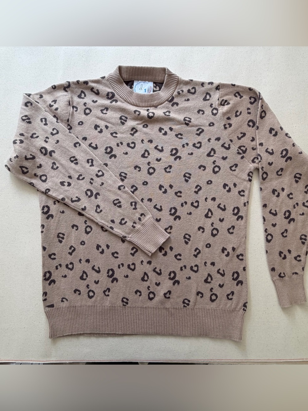 Women’s Leopard Print Mock Neck Knit Sweater - Tan & Brown - Large